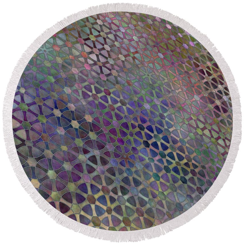Favorite Old Quilt Round Beach Towel featuring the digital art Favorite Old Quilt 3 by Judi Suni Hall