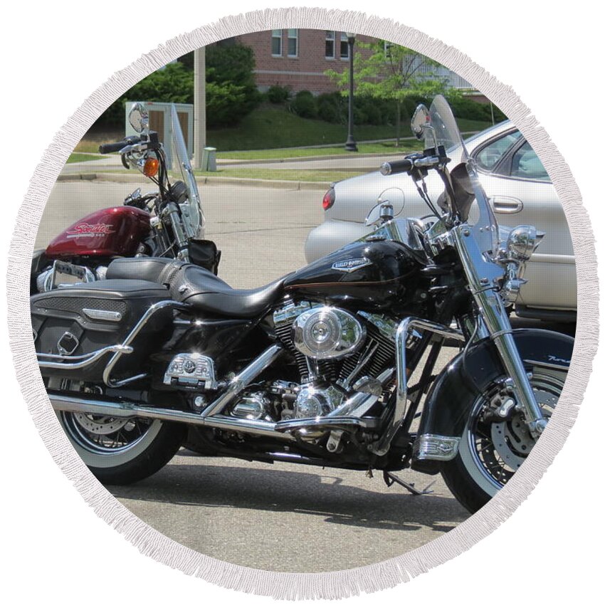 Harley Davidson Round Beach Towel featuring the photograph Feel The Wind In Your Face by Kay Novy