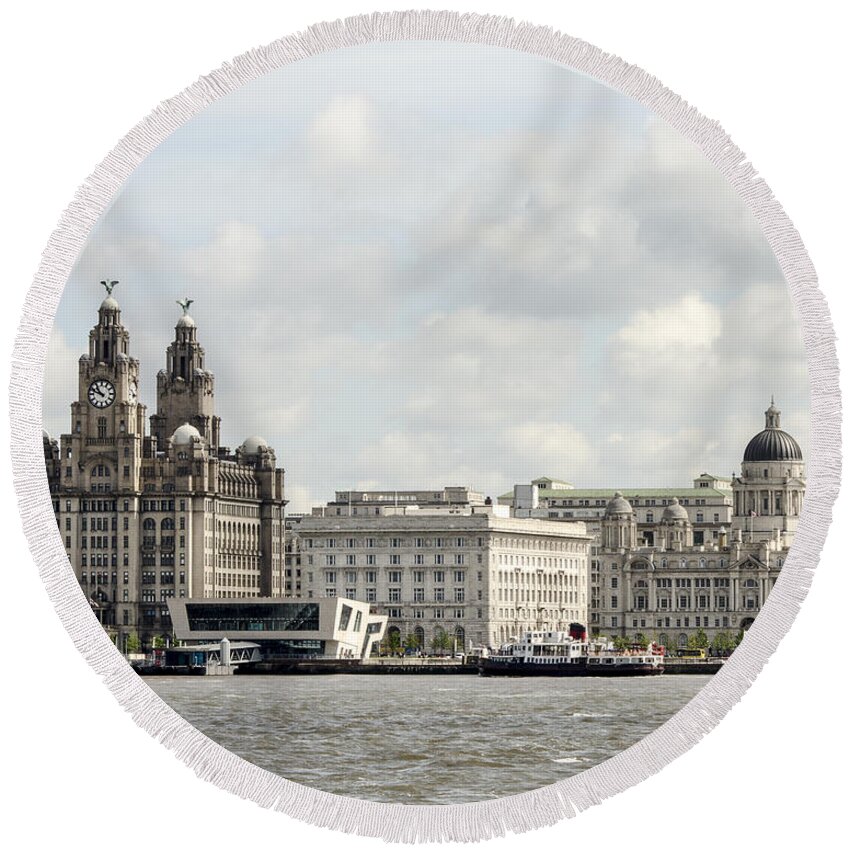 Ferry Round Beach Towel featuring the photograph Ferry at Liverpool by Spikey Mouse Photography