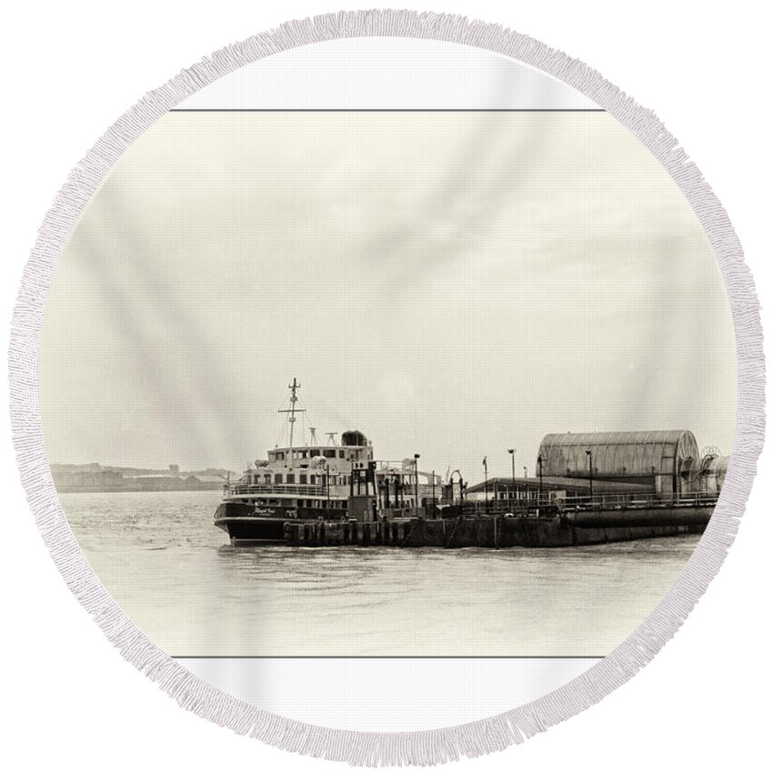 Liverpool Museum Round Beach Towel featuring the photograph Ferry at the terminal by Spikey Mouse Photography