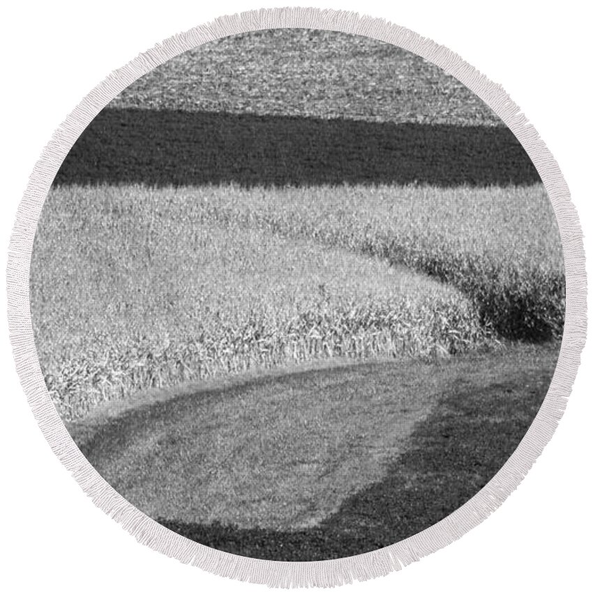 Fields Round Beach Towel featuring the photograph Corn Fields near Madison, WI by Steven Ralser