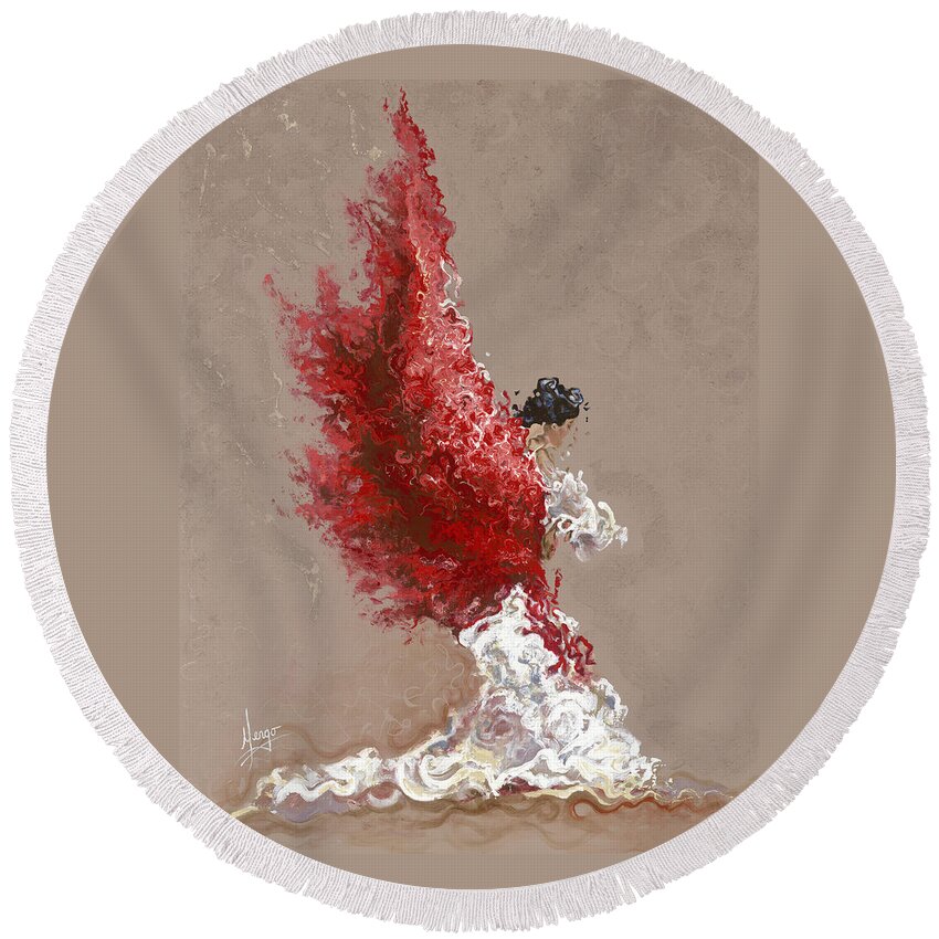 Dance Round Beach Towel featuring the painting Fire by Karina Llergo