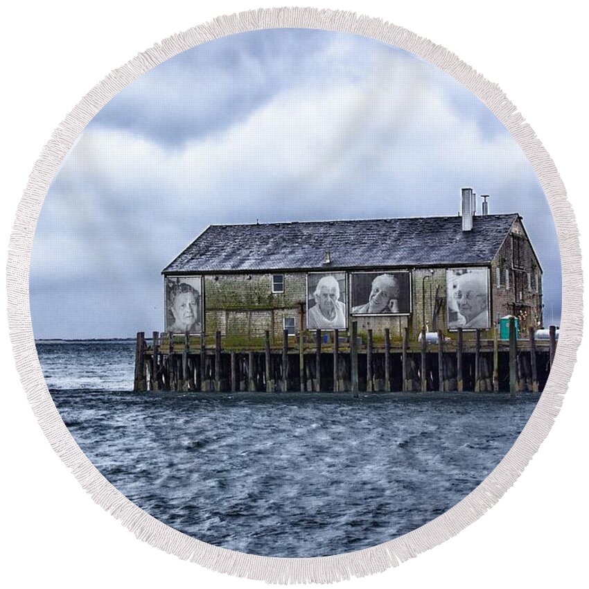 Provincetown Round Beach Towel featuring the photograph Fishermans Wharf Provincetown Harbor by Constantine Gregory