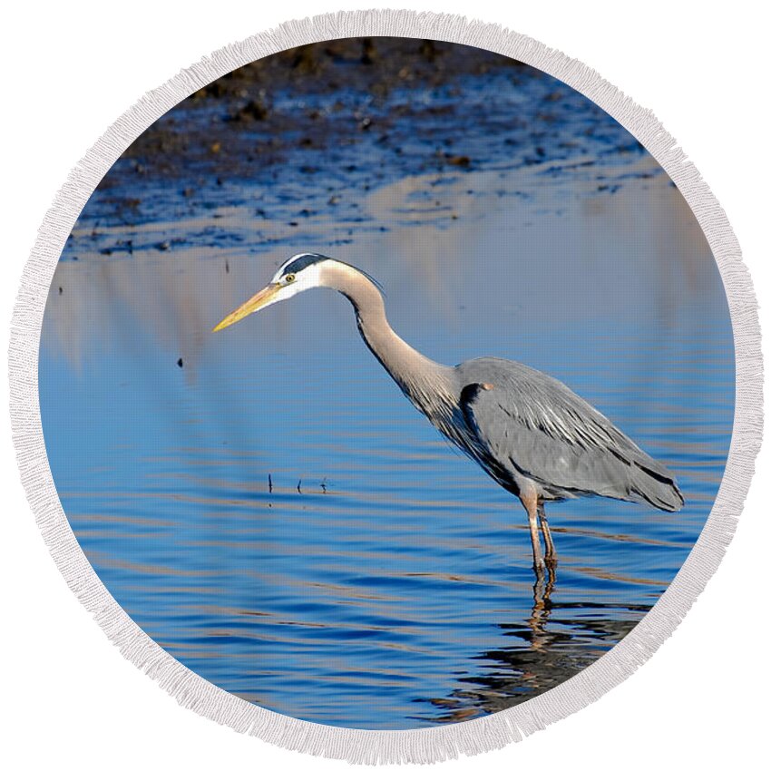Edited Round Beach Towel featuring the photograph Fishing by Gary Wightman