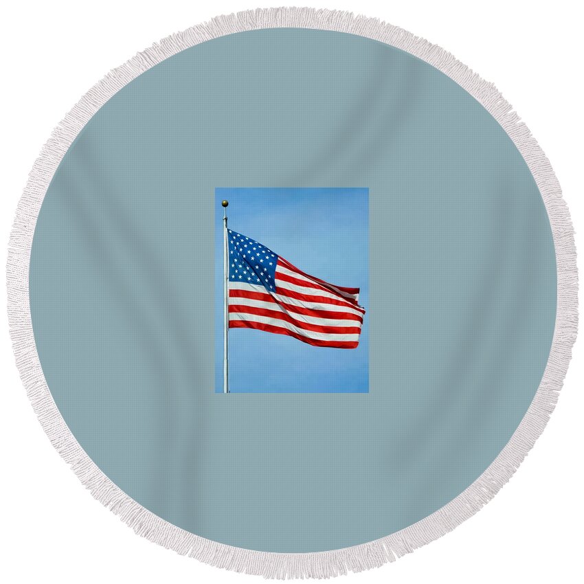 Flag Round Beach Towel featuring the photograph Flag USA by Holden The Moment