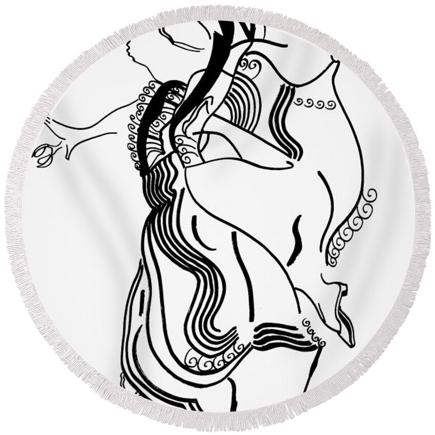 Jesus Round Beach Towel featuring the drawing Flamenco Dance by Gloria Ssali