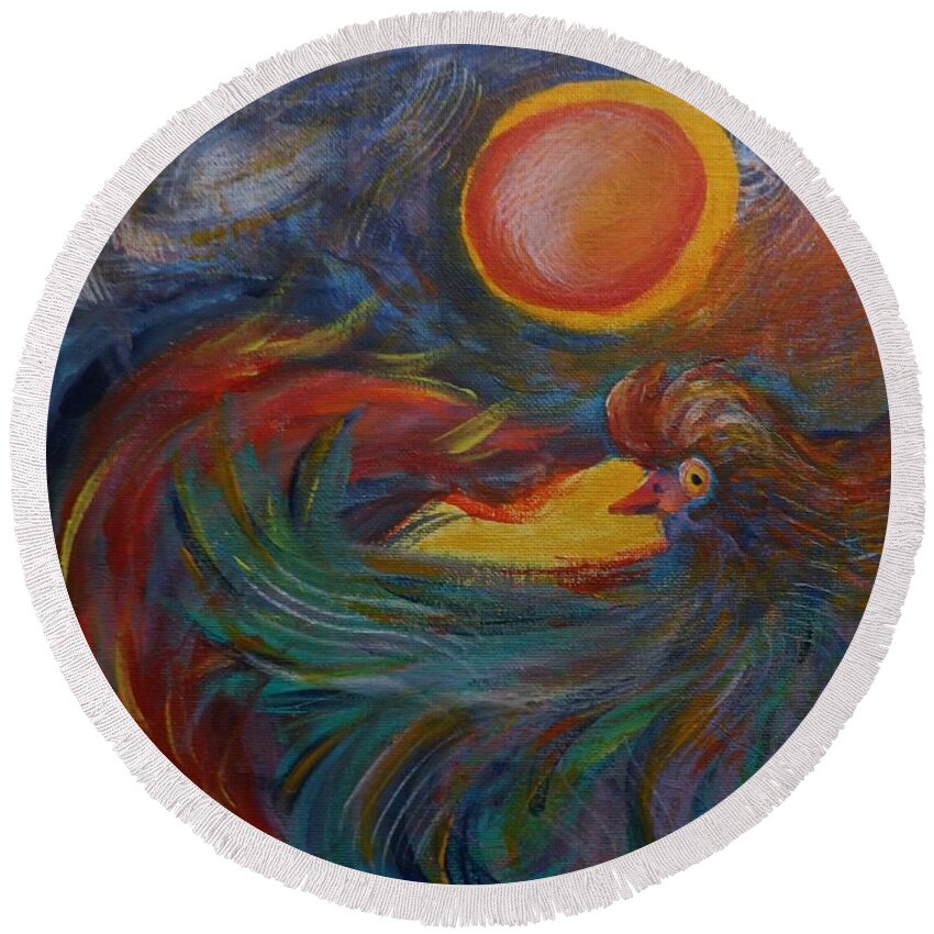 Flight Round Beach Towel featuring the painting Flight Of The Phoenix by Robyn King