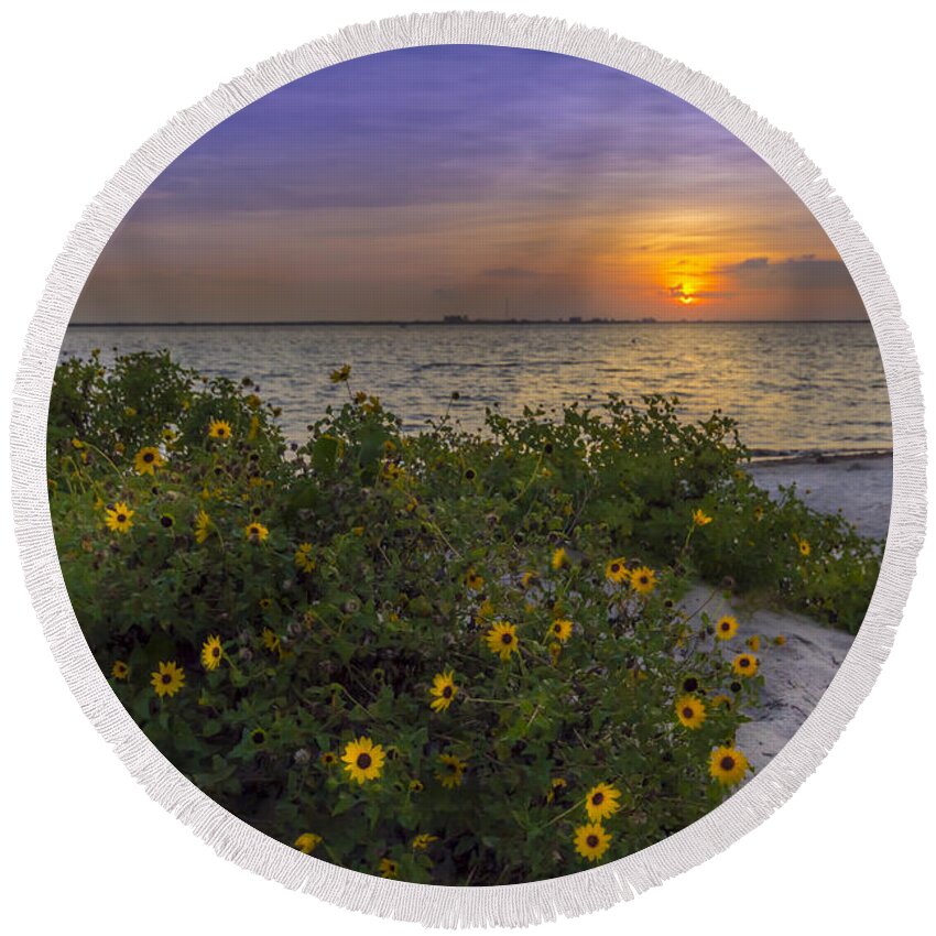 Seascapes Round Beach Towel featuring the photograph Floral Shore by Marvin Spates