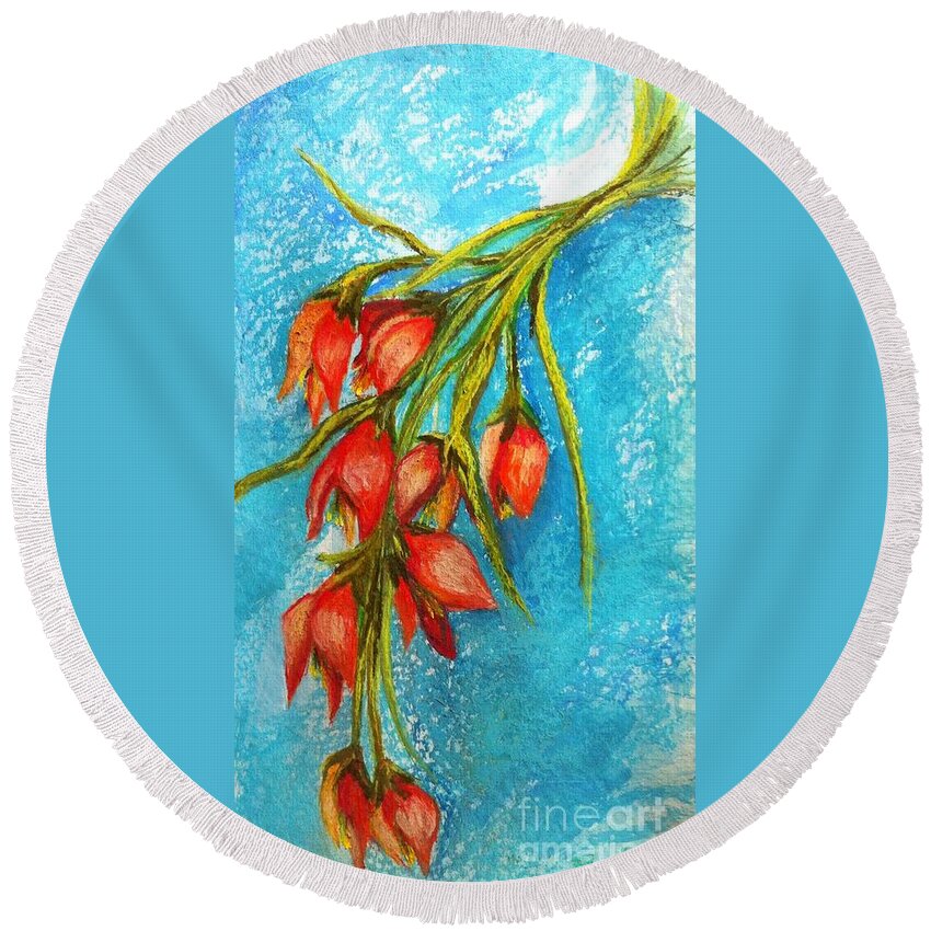 Floral Round Beach Towel featuring the painting Floral Spray by Beverly Boulet