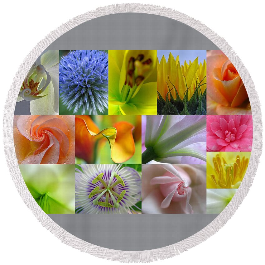 Artwork Round Beach Towel featuring the photograph Flower Macro Photography by Juergen Roth