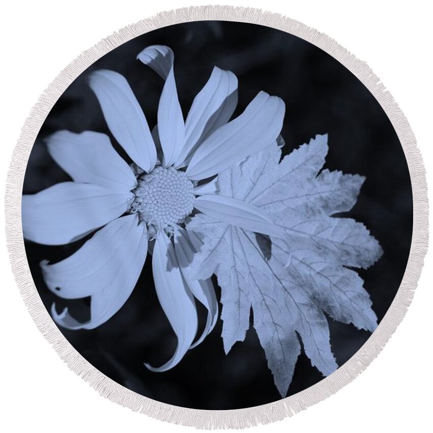 Flowers Round Beach Towel featuring the photograph Flowerleaf Cyan by Rob Hans