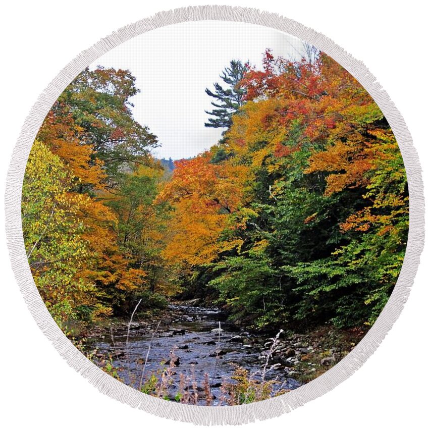 River Round Beach Towel featuring the photograph Flowing Into October by MTBobbins Photography