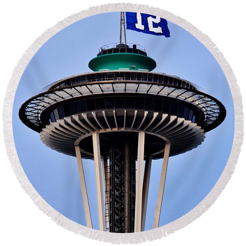 Seattle Round Beach Towel featuring the photograph Fly It Proud by Benjamin Yeager