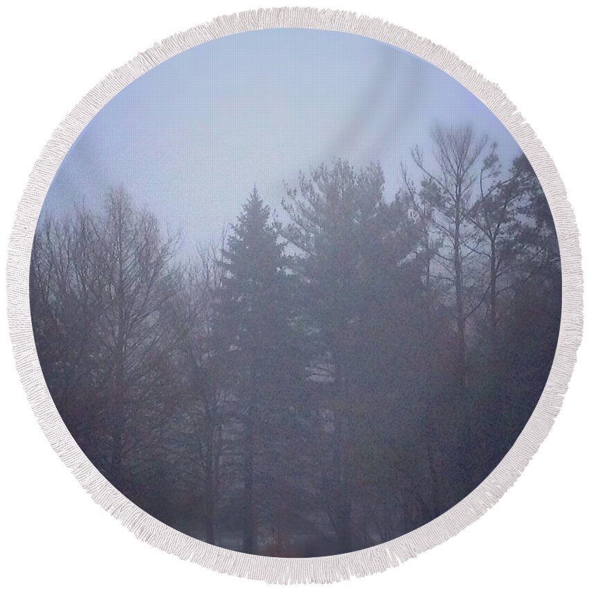 Frank-j-casella Round Beach Towel featuring the photograph Fog and Mist by Frank J Casella