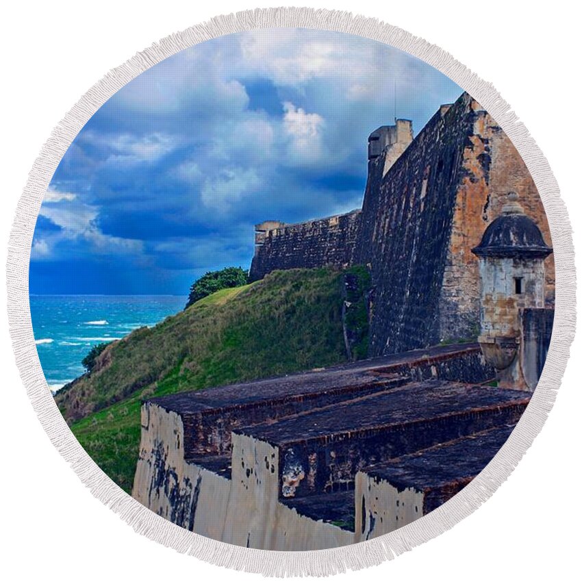 Old San Juan Round Beach Towel featuring the photograph Fort San Cristobal by Stuart Litoff