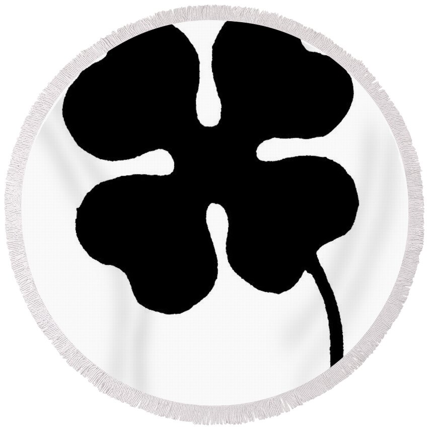 Clover Round Beach Towel featuring the painting Four-leaf Clover by Granger
