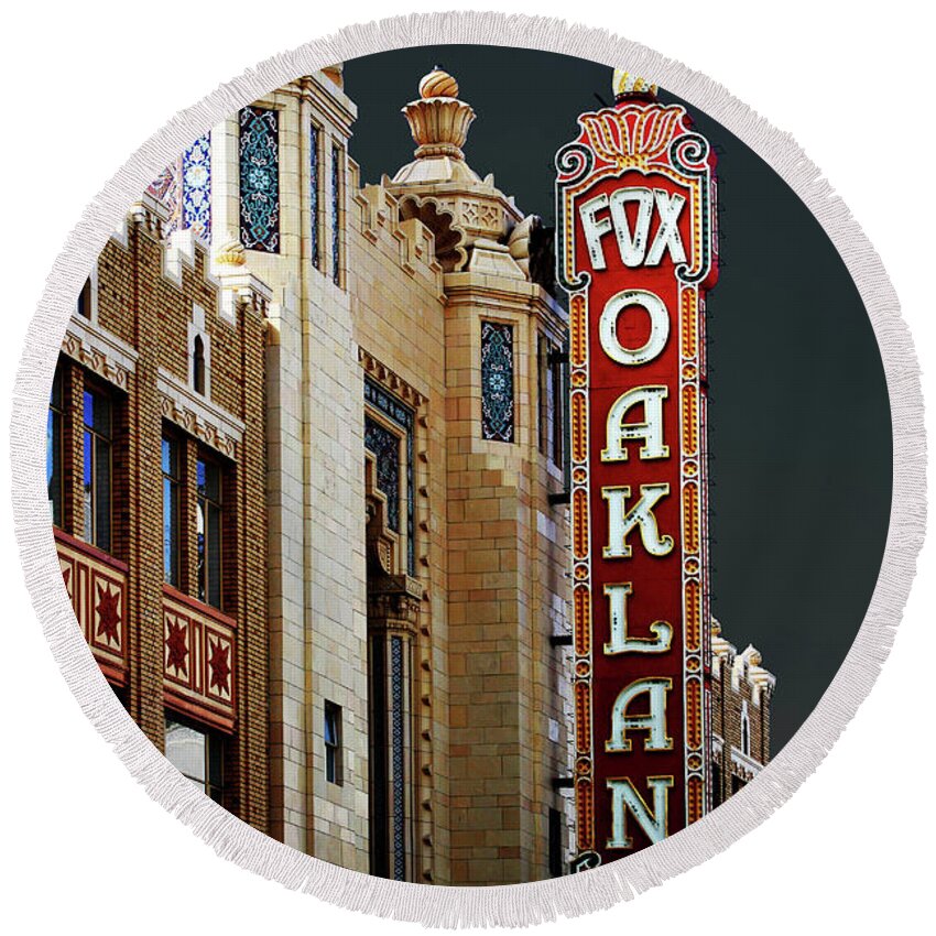 Wingsdomain Round Beach Towel featuring the photograph Fox Theater . Oakland California by Wingsdomain Art and Photography
