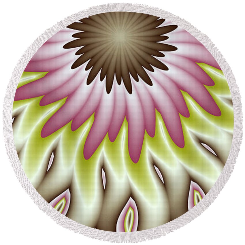 Fractal Round Beach Towel featuring the digital art Fractal Psychedelic by Gabiw Art