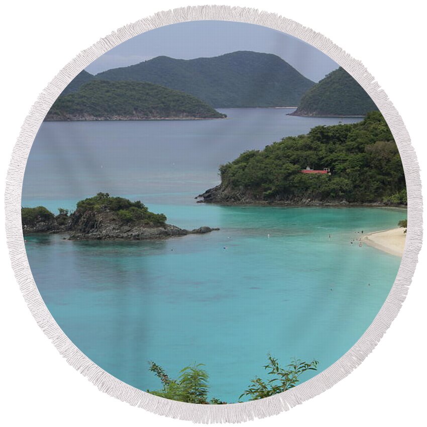 Trunk Bay Round Beach Towel featuring the photograph Framed Beautiful Trunk Bay by Fiona Kennard