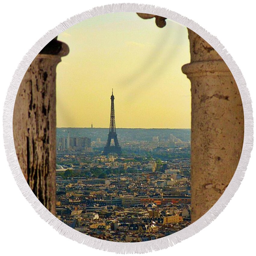 Eiffel Tower Round Beach Towel featuring the photograph Framing the Eiffel Tower by John Malone