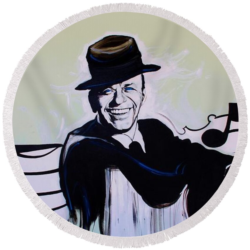Frank Sinatra Round Beach Towel featuring the photograph Frank by Rob Hans