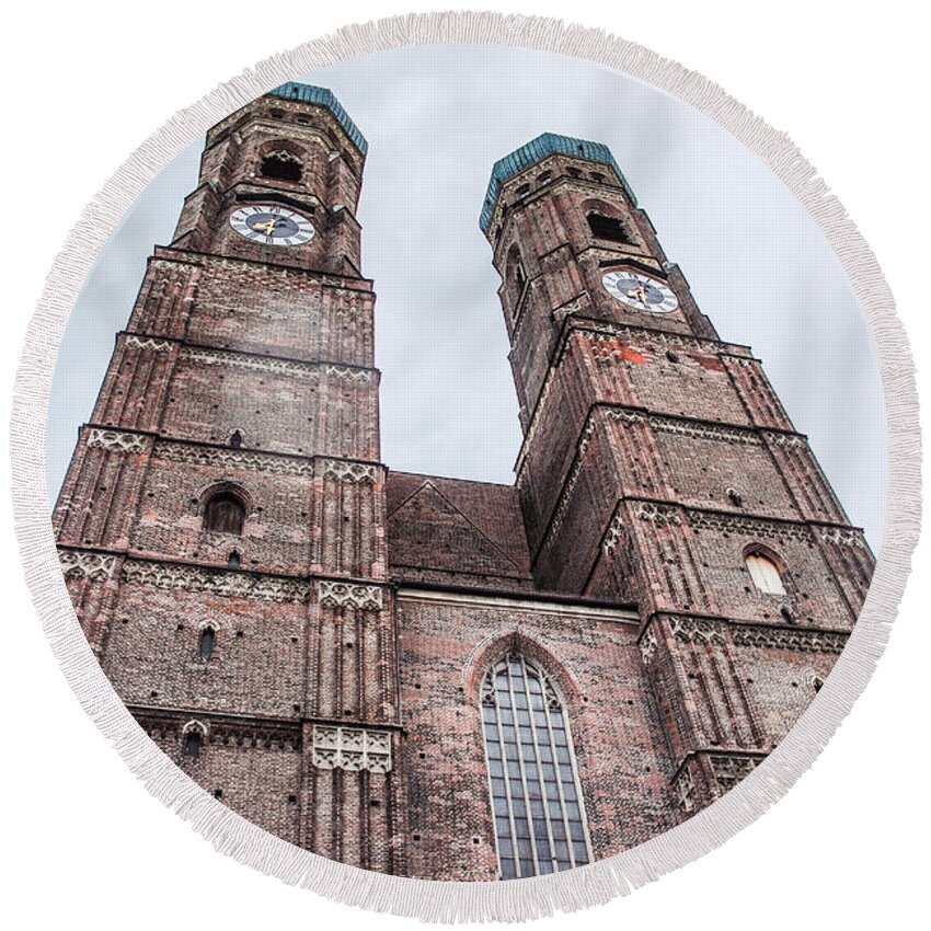 Architecture Round Beach Towel featuring the photograph Frauenkirche by Hannes Cmarits