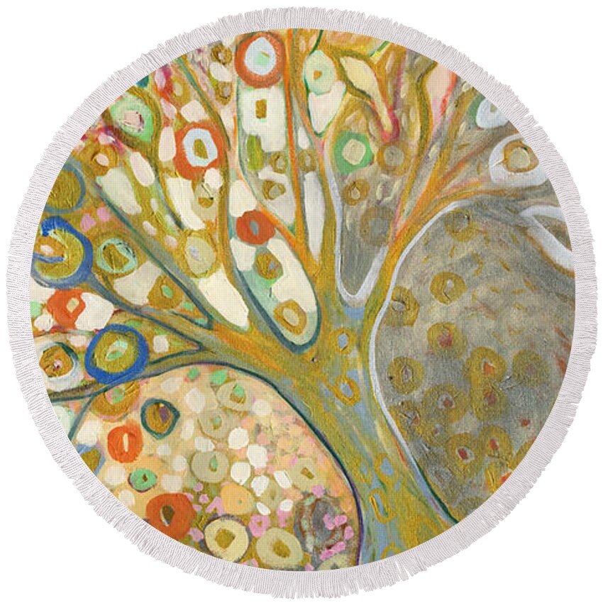 Tree Round Beach Towel featuring the painting From Out of the Rubble Part B by Jennifer Lommers