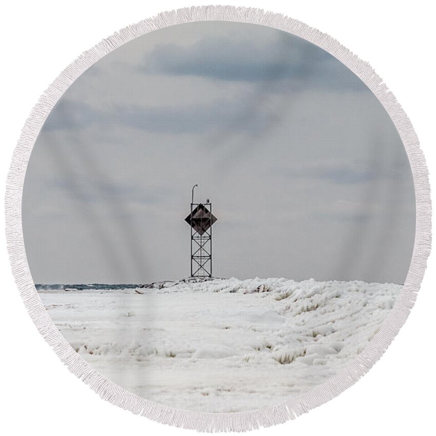 Clouds Round Beach Towel featuring the photograph Frozen landscape by SAURAVphoto Online Store