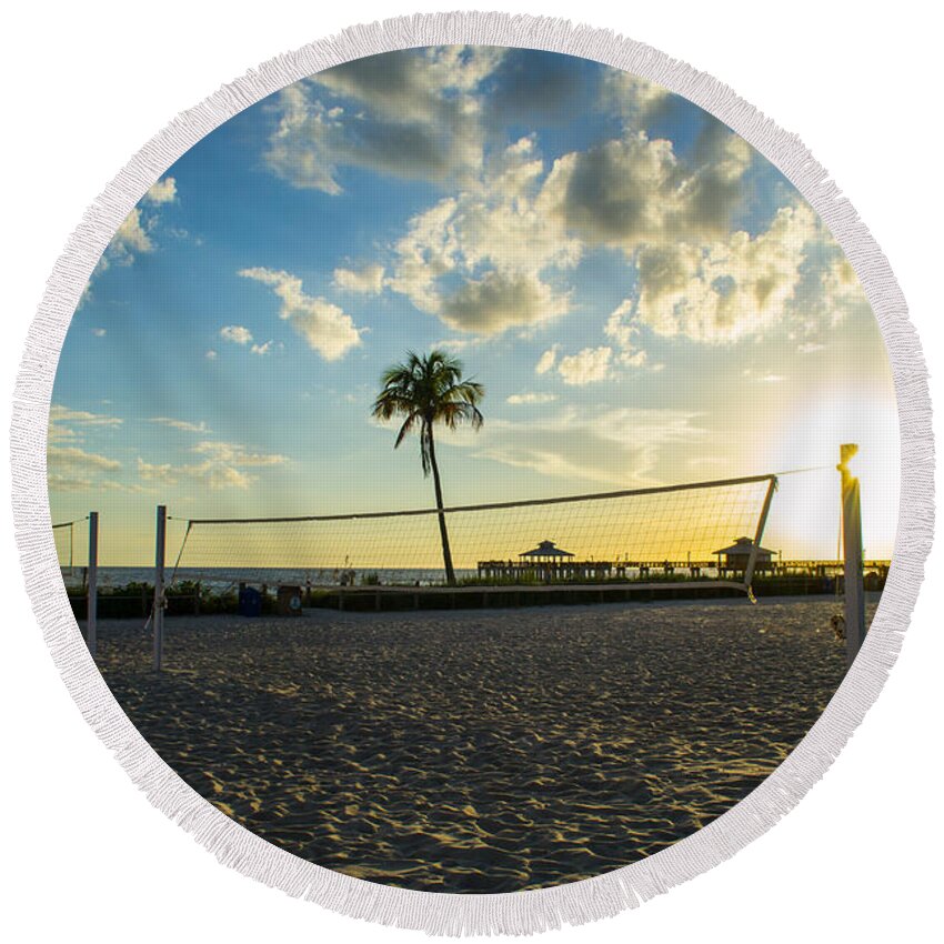 Volleyball Round Beach Towel featuring the photograph Ft. Myers Volleyball by Shannon Harrington