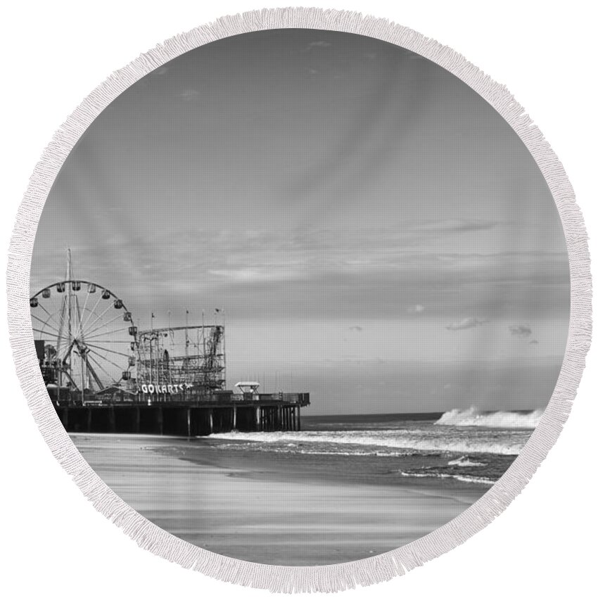 Funtown Pier Seaside Heights Round Beach Towel featuring the photograph Funtown Pier Seaside Heights New Jersey by Terry DeLuco