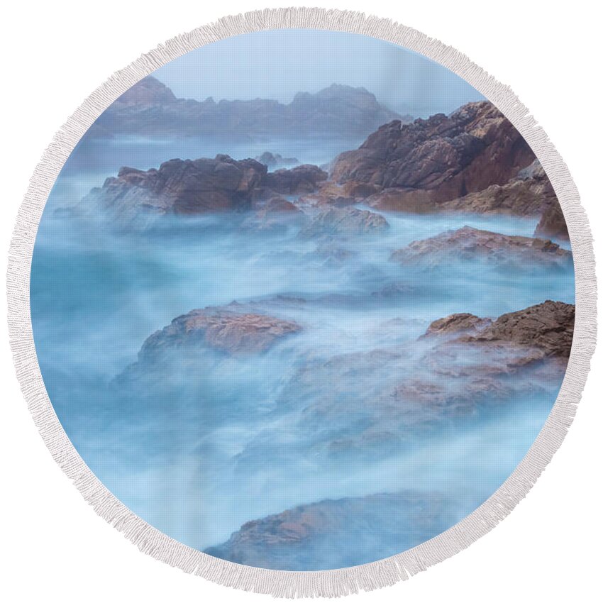 American Landscapes Round Beach Towel featuring the photograph Furious Sea by Jonathan Nguyen