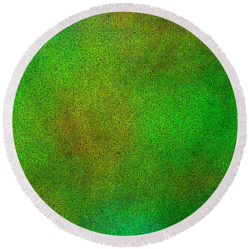 Abstract Round Beach Towel featuring the photograph Furry Green Texture Background by Valentino Visentini
