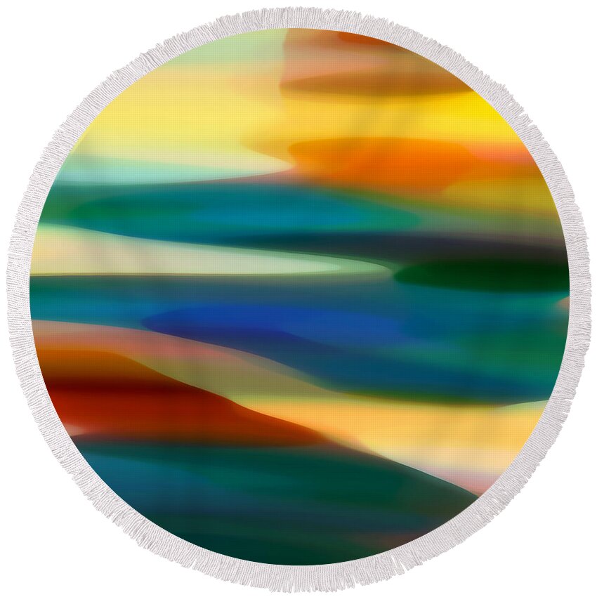 Fury Round Beach Towel featuring the painting Fury Seascape 5 by Amy Vangsgard