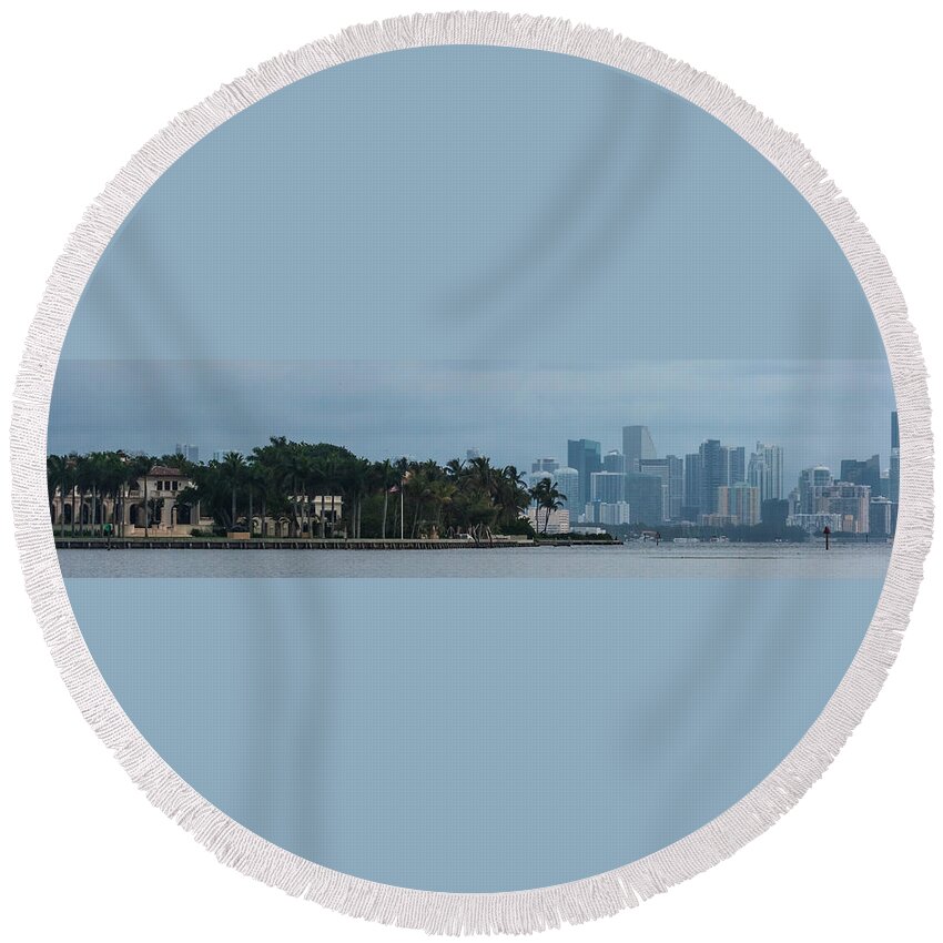 Architecture Round Beach Towel featuring the photograph Gable Estates and Miami by Ed Gleichman