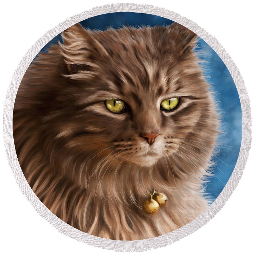 Cats Round Beach Towel featuring the painting Gandalf by Michelle Wrighton