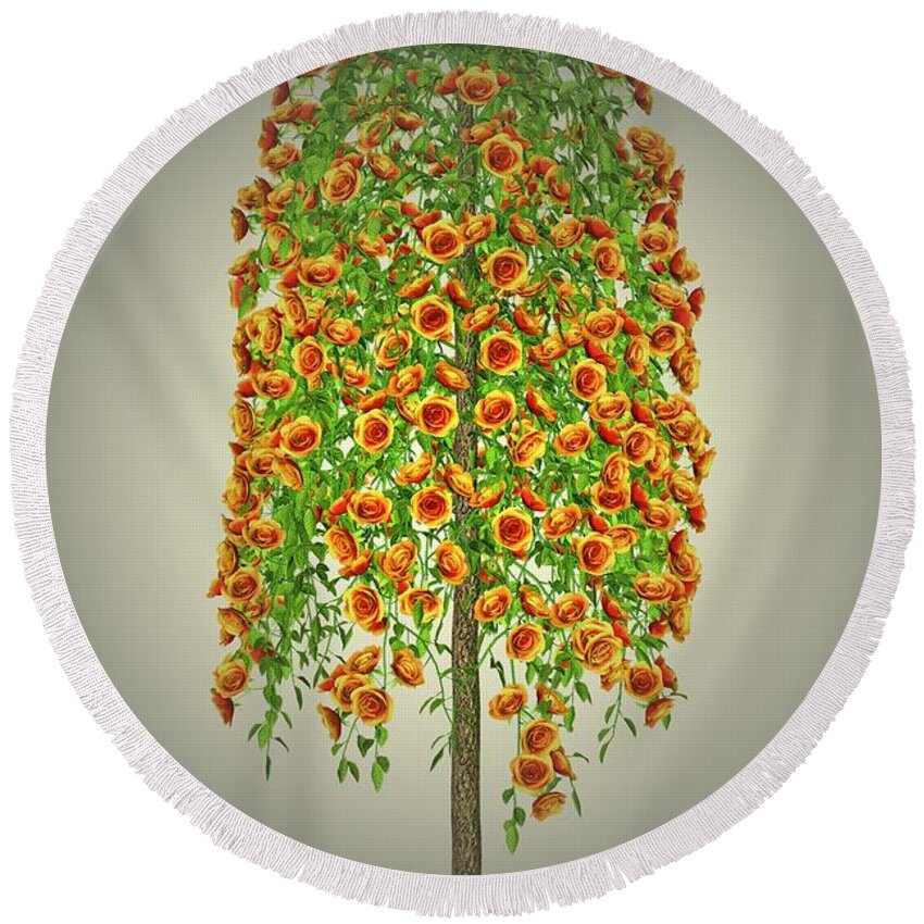 Garden Round Beach Towel featuring the painting Garden Flowers 1 by Movie Poster Prints