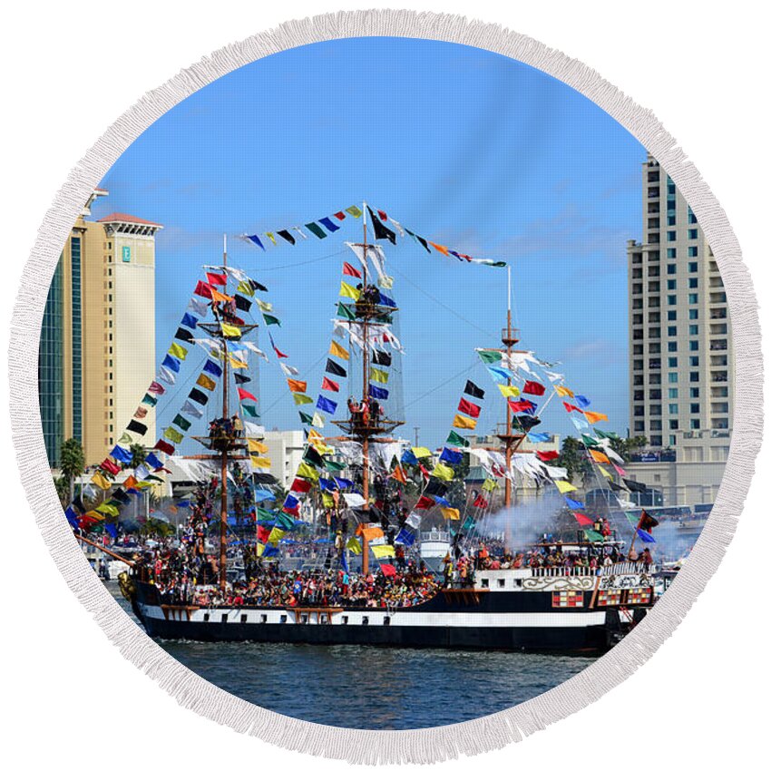 Fine Art Photography Round Beach Towel featuring the photograph Gasparilla work D by David Lee Thompson