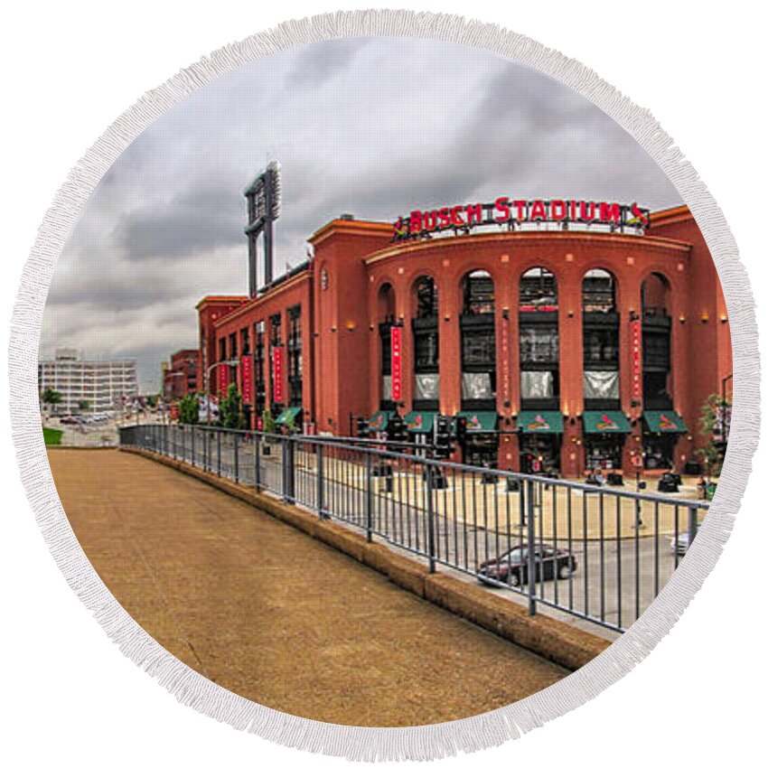 Busch Stadium Round Beach Towel featuring the photograph Gateway to Baseball Heaven by C H Apperson