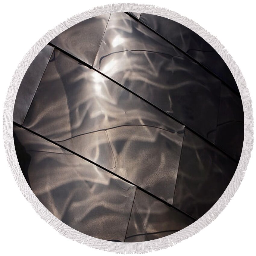 Abstract Round Beach Towel featuring the photograph Gehry Magic by Rona Black