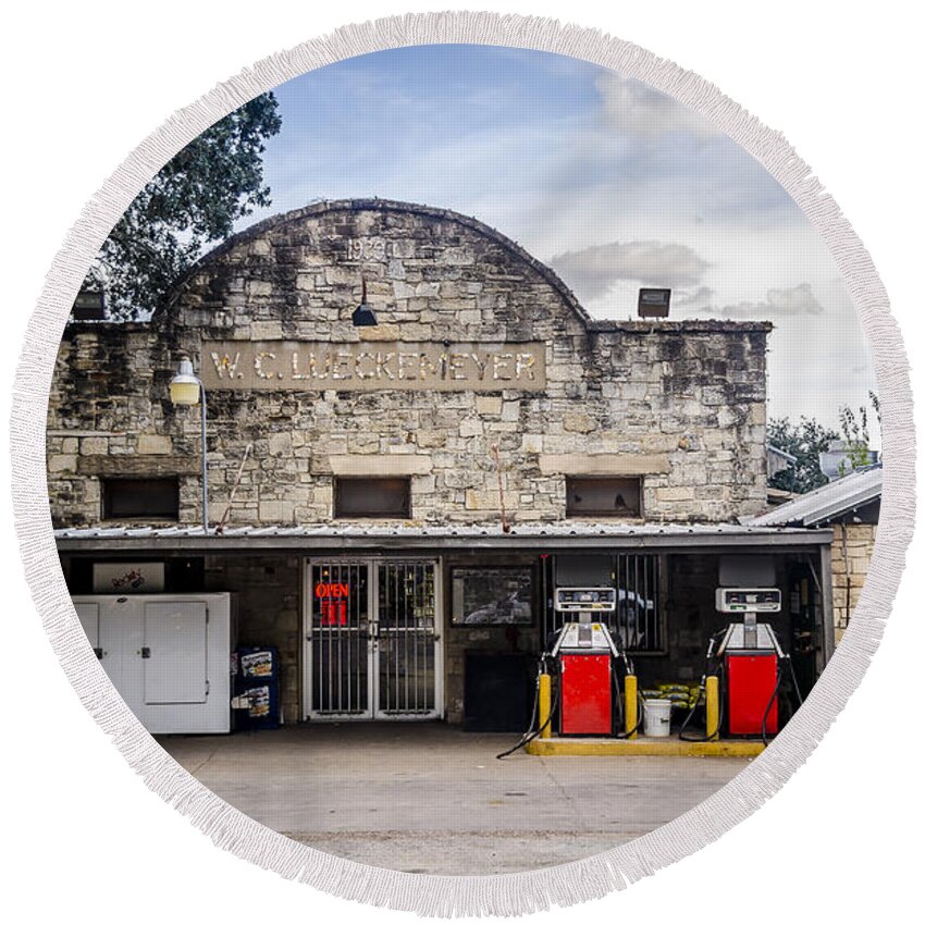 General Store In Independence Texas Round Beach Towel featuring the photograph General Store in Independence Texas by David Morefield