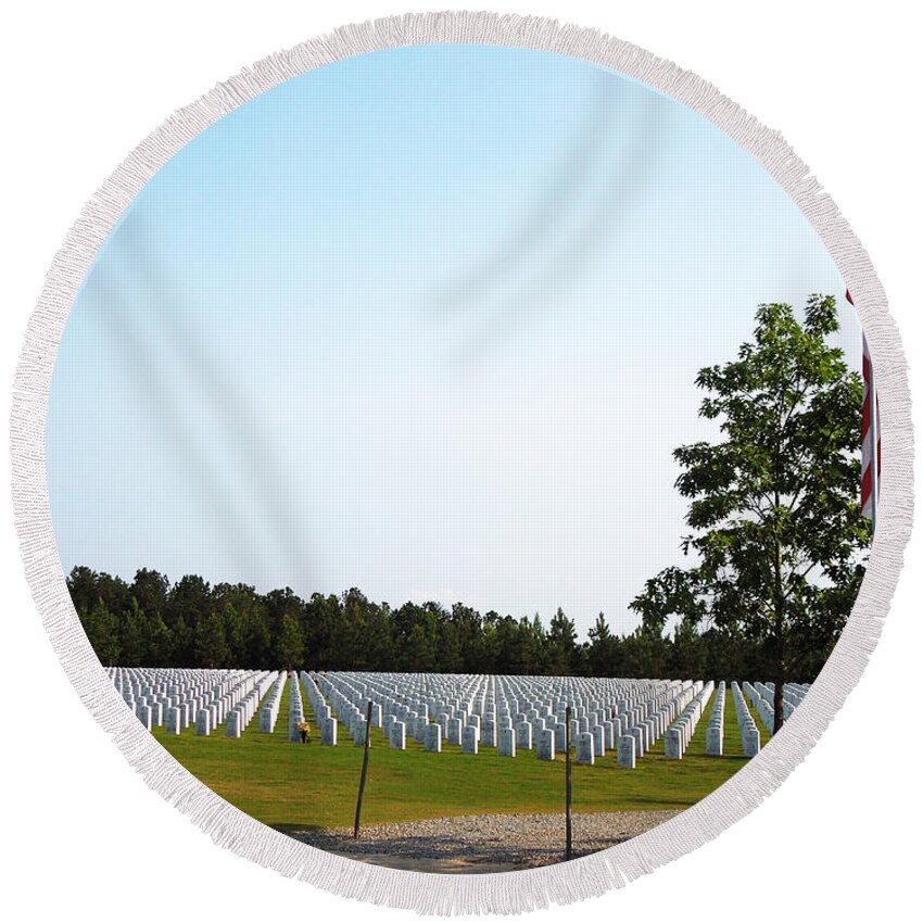 Cemetery Round Beach Towel featuring the photograph Georgia National Cemetery by Pete Trenholm