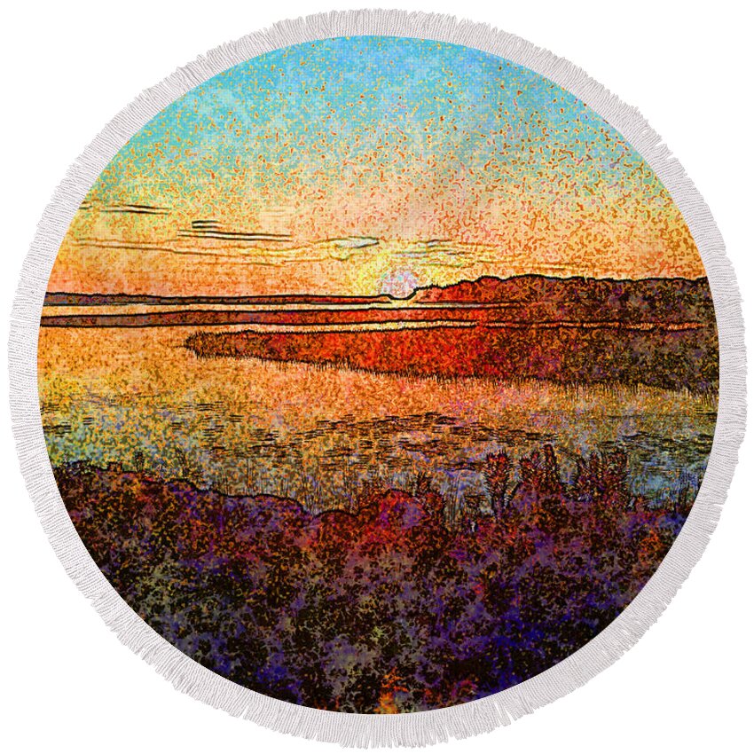Sunset Round Beach Towel featuring the photograph Georgian Bay Sunset by Claire Bull