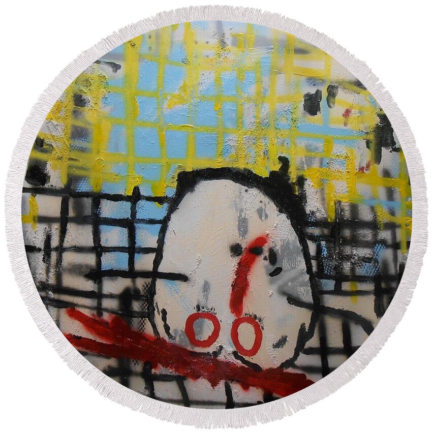 Abstract Round Beach Towel featuring the painting Gep by GH FiLben
