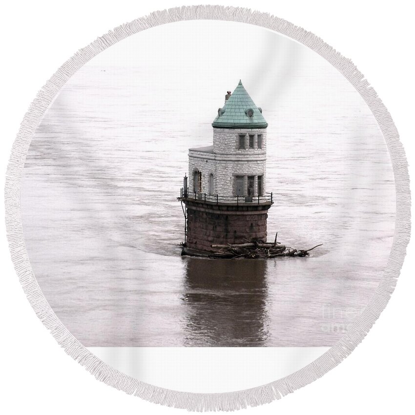  Round Beach Towel featuring the photograph Ghost in the Window by Kelly Awad