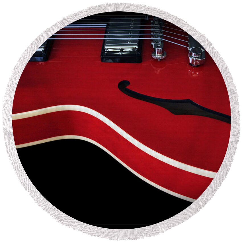Guitar Round Beach Towel featuring the photograph Gibson ES-335 Electric Guitar by John Cardamone