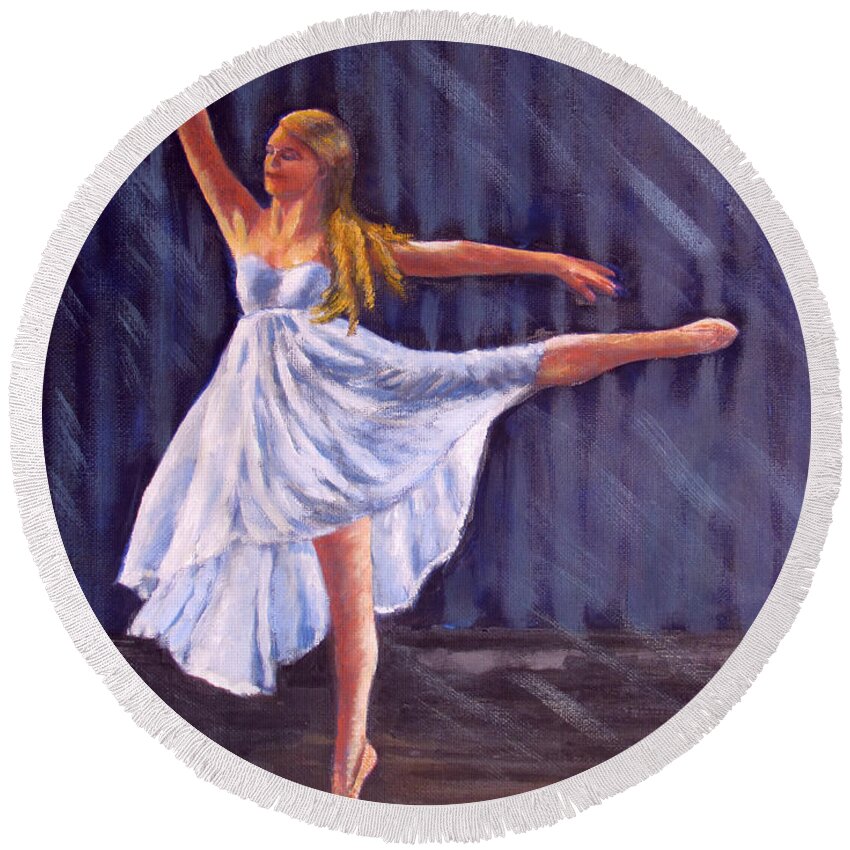 Ballet Round Beach Towel featuring the painting Girl Ballet Dancing by Kevin Hughes