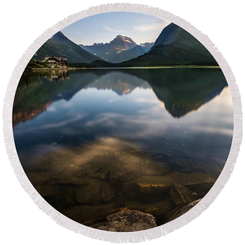 Glacier Round Beach Towel featuring the photograph Glacier National Park 2 by Larry Marshall
