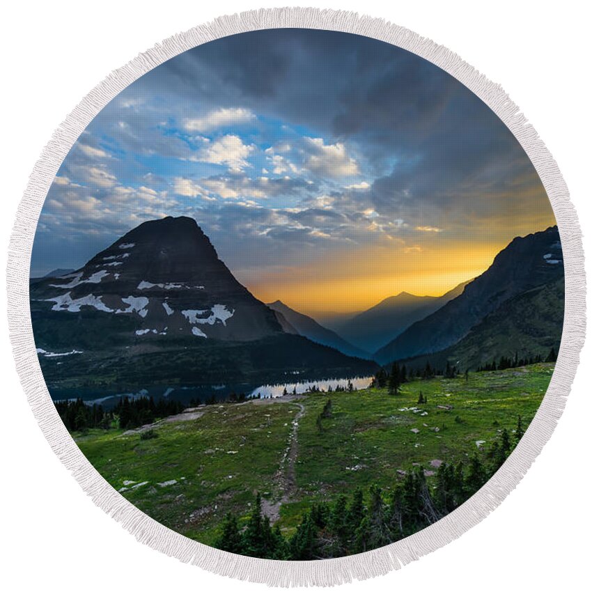Glacier Round Beach Towel featuring the photograph Glacier National Park 3 by Larry Marshall