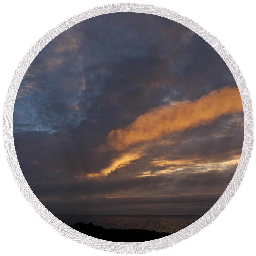 Heiko Round Beach Towel featuring the photograph Glowing Clouds by Heiko Koehrer-Wagner