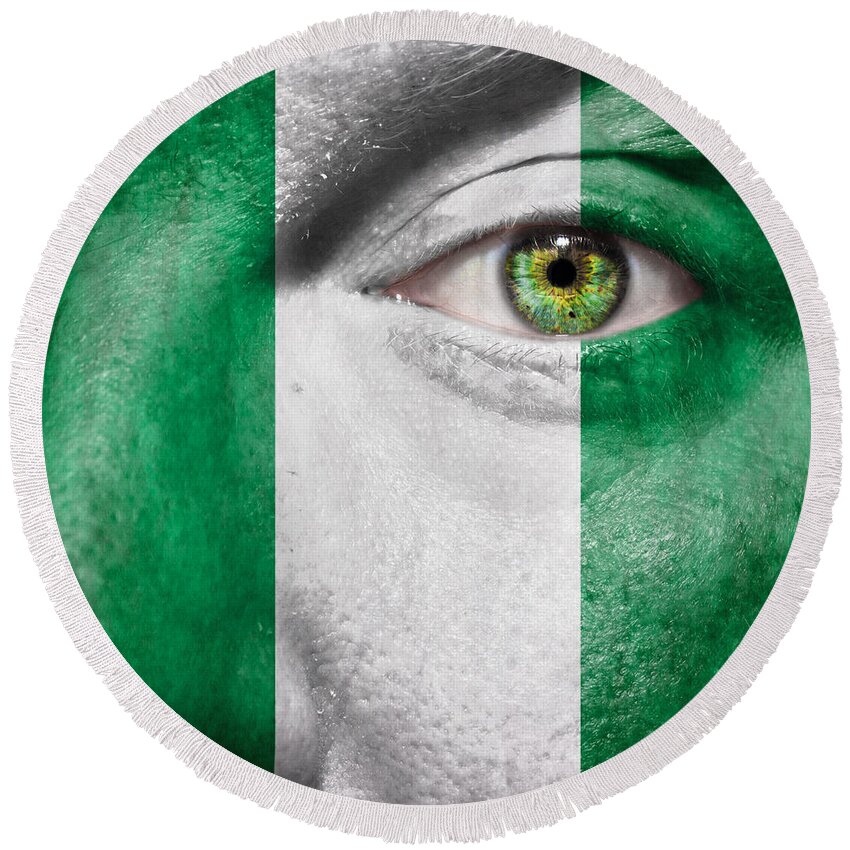 2014 Round Beach Towel featuring the photograph Go Nigeria by Semmick Photo